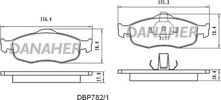Danaher DBP782/1 - Тормозные колодки, дисковые, комплект autosila-amz.com