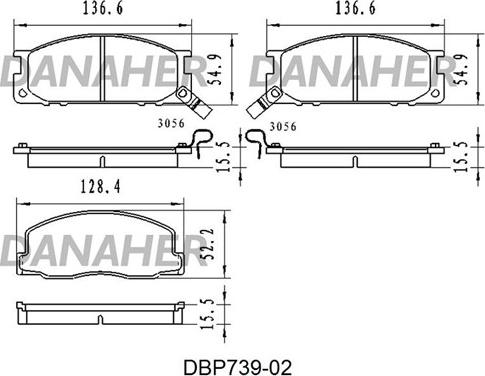 Danaher DBP739-02 - Тормозные колодки, дисковые, комплект autosila-amz.com