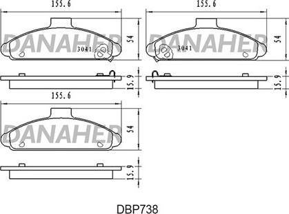 Danaher DBP738 - Тормозные колодки, дисковые, комплект autosila-amz.com