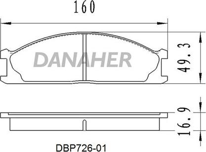 Danaher DBP726-01 - Тормозные колодки, дисковые, комплект autosila-amz.com