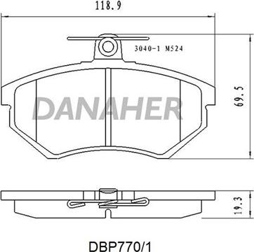 Danaher DBP770/1 - Тормозные колодки, дисковые, комплект autosila-amz.com