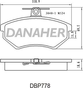 Danaher DBP778 - Тормозные колодки, дисковые, комплект autosila-amz.com