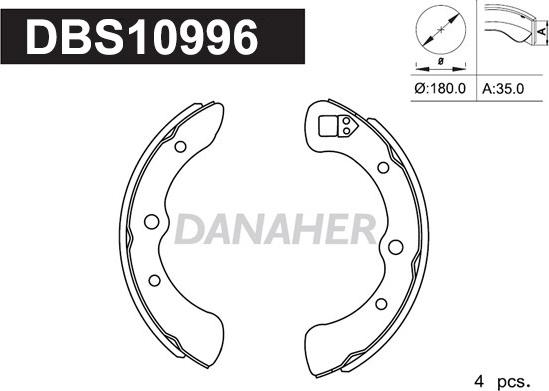 Danaher DBS10996 - Комплект тормозных колодок, барабанные autosila-amz.com
