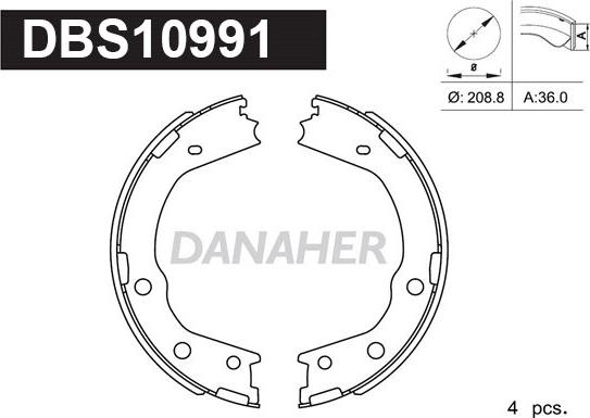 Danaher DBS10991 - Комплект тормозов, ручник, парковка autosila-amz.com