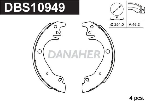 Danaher DBS10949 - Комплект тормозных колодок, барабанные autosila-amz.com