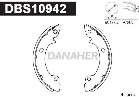 Danaher DBS10942 - Комплект тормозных колодок, барабанные autosila-amz.com
