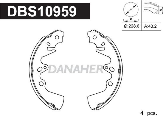 Danaher DBS10959 - Комплект тормозных колодок, барабанные autosila-amz.com