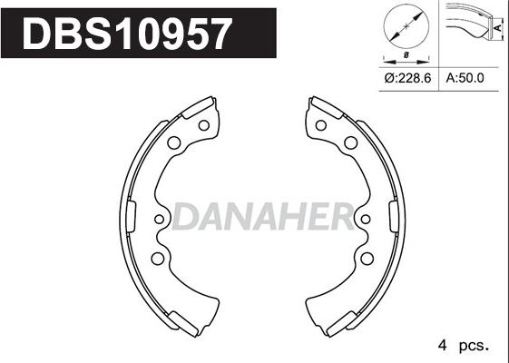 Danaher DBS10957 - Комплект тормозных колодок, барабанные autosila-amz.com
