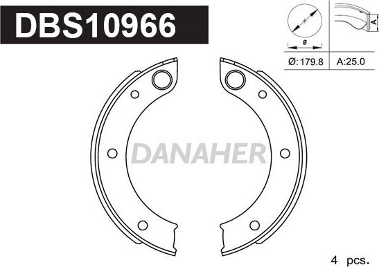 Danaher DBS10966 - Комплект тормозов, ручник, парковка autosila-amz.com