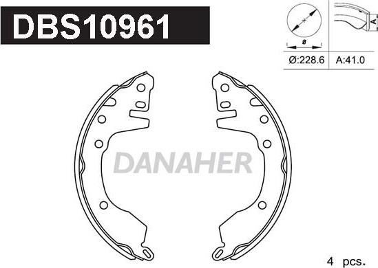 Danaher DBS10961 - Комплект тормозных колодок, барабанные autosila-amz.com