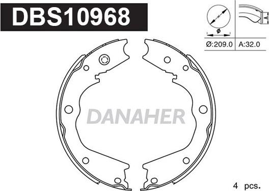 Danaher DBS10968 - Комплект тормозов, ручник, парковка autosila-amz.com