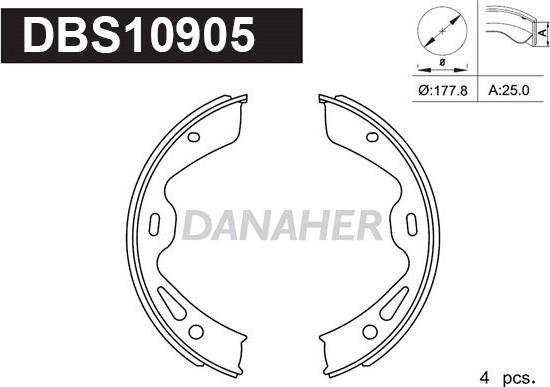 Danaher DBS10905 - Комплект тормозов, ручник, парковка autosila-amz.com