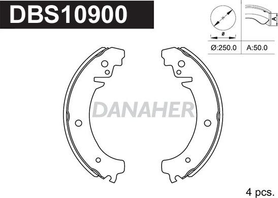 Danaher DBS10900 - Комплект тормозных колодок, барабанные autosila-amz.com
