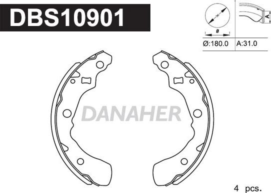 Danaher DBS10901 - Комплект тормозных колодок, барабанные autosila-amz.com