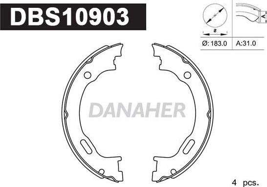 Danaher DBS10903 - Комплект тормозов, ручник, парковка autosila-amz.com
