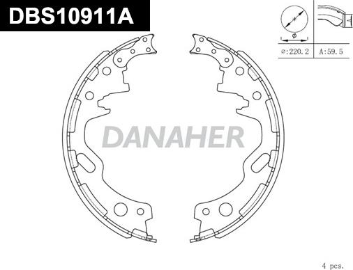 Danaher DBS10911A - Комплект тормозных колодок, барабанные autosila-amz.com