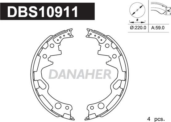 Danaher DBS10911 - Комплект тормозных колодок, барабанные autosila-amz.com