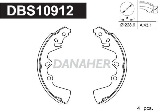 Danaher DBS10912 - Комплект тормозных колодок, барабанные autosila-amz.com