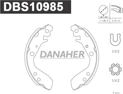 Danaher DBS10985 - Комплект тормозных колодок, барабанные autosila-amz.com