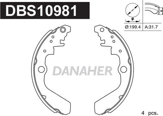 Danaher DBS10981 - Комплект тормозных колодок, барабанные autosila-amz.com