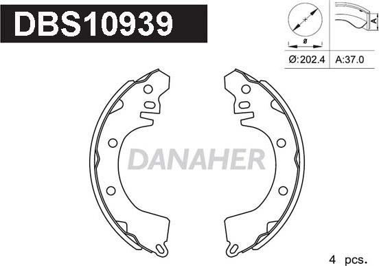 Danaher DBS10939 - Комплект тормозных колодок, барабанные autosila-amz.com