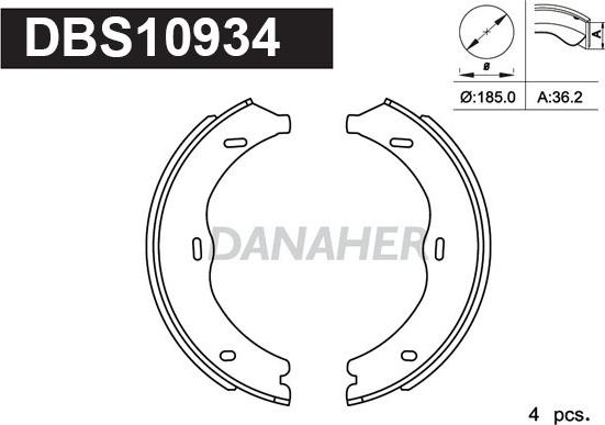 Danaher DBS10934 - Комплект тормозов, ручник, парковка autosila-amz.com