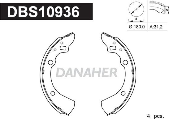 Danaher DBS10936 - Комплект тормозных колодок, барабанные autosila-amz.com