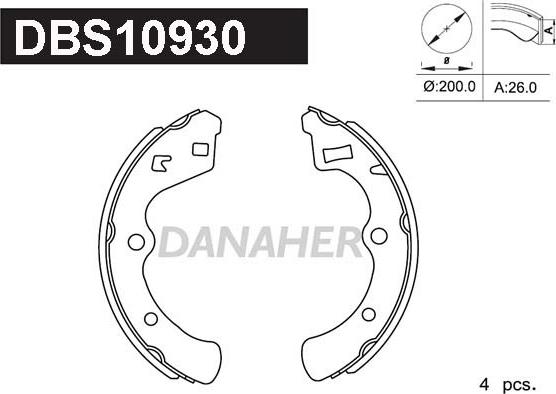 Danaher DBS10930 - Комплект тормозных колодок, барабанные autosila-amz.com