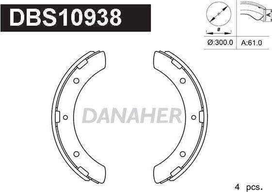 Danaher DBS10938 - Комплект тормозных колодок, барабанные autosila-amz.com