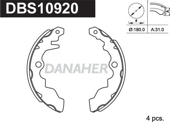Danaher DBS10920 - Комплект тормозных колодок, барабанные autosila-amz.com