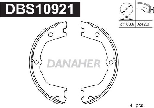 Danaher DBS10921 - Комплект тормозов, ручник, парковка autosila-amz.com