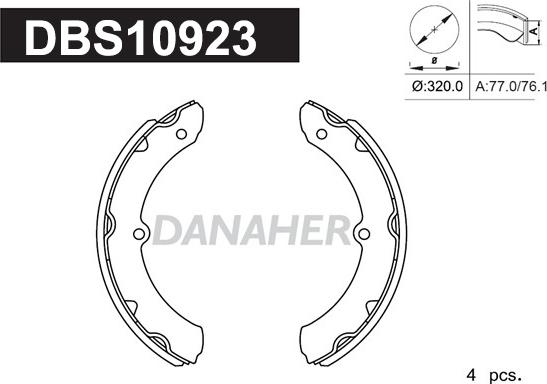 Danaher DBS10923 - Комплект тормозных колодок, барабанные autosila-amz.com