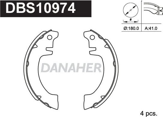 Danaher DBS10974 - Комплект тормозных колодок, барабанные autosila-amz.com