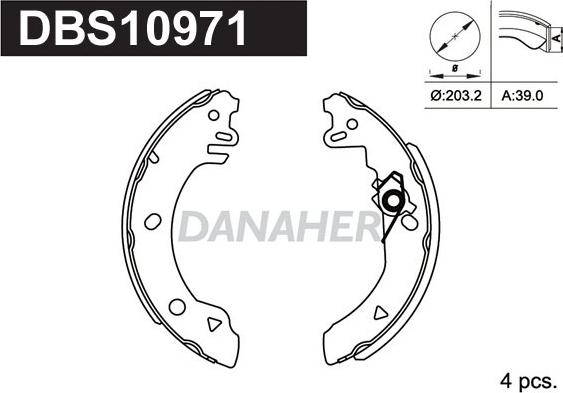 Danaher DBS10971 - Комплект тормозных колодок, барабанные autosila-amz.com