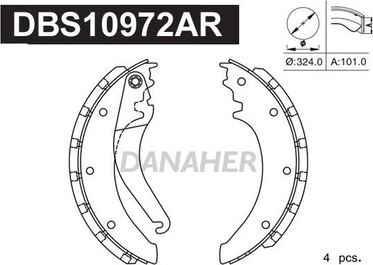 Danaher DBS10972AR - Комплект тормозных колодок, барабанные autosila-amz.com