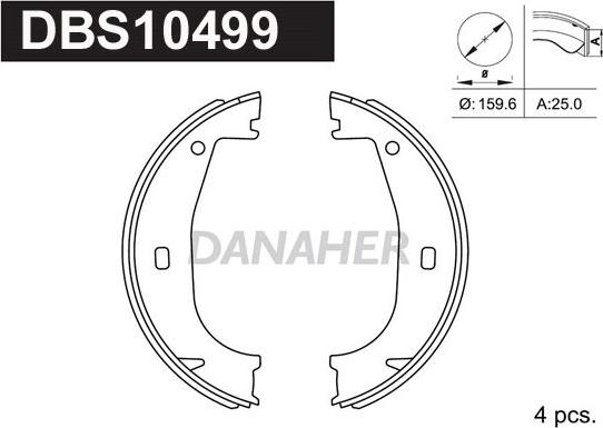 Danaher DBS10499 - Комплект тормозов, ручник, парковка autosila-amz.com