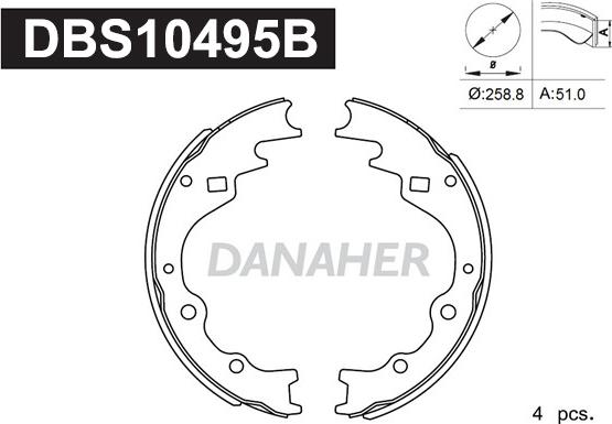 Danaher DBS10495B - Комплект тормозных колодок, барабанные autosila-amz.com