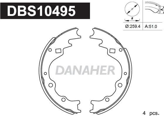 Danaher DBS10495 - Комплект тормозных колодок, барабанные autosila-amz.com