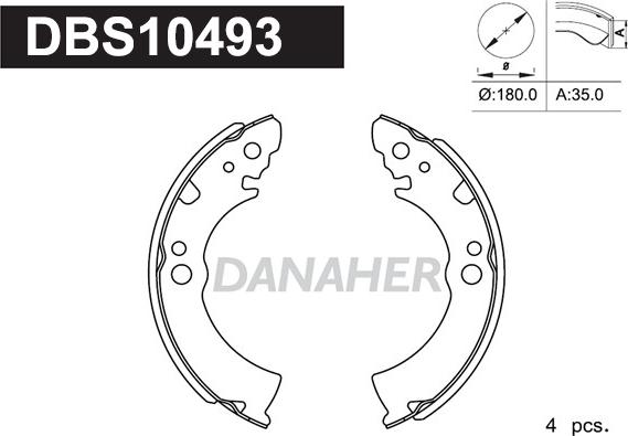 Danaher DBS10493 - Комплект тормозных колодок, барабанные autosila-amz.com