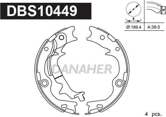 Danaher DBS10449 - Комплект тормозов, ручник, парковка autosila-amz.com