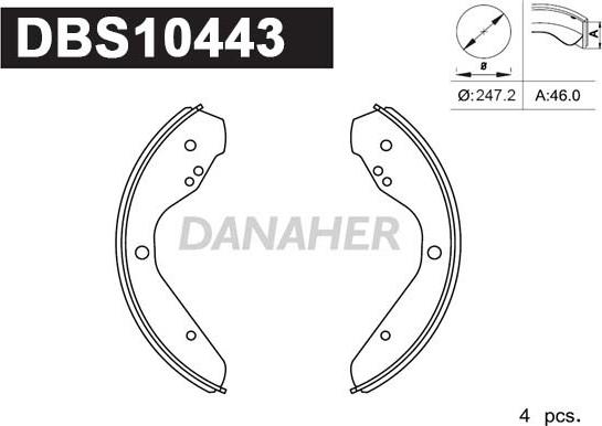 Danaher DBS10443 - Комплект тормозных колодок, барабанные autosila-amz.com