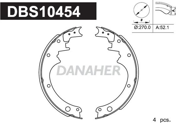 Danaher DBS10454 - Комплект тормозных колодок, барабанные autosila-amz.com