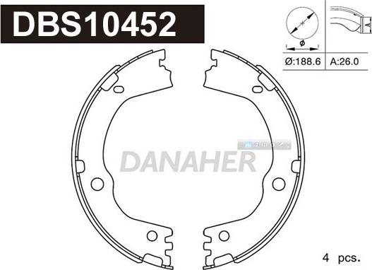 Danaher DBS10452 - Комплект тормозов, ручник, парковка autosila-amz.com