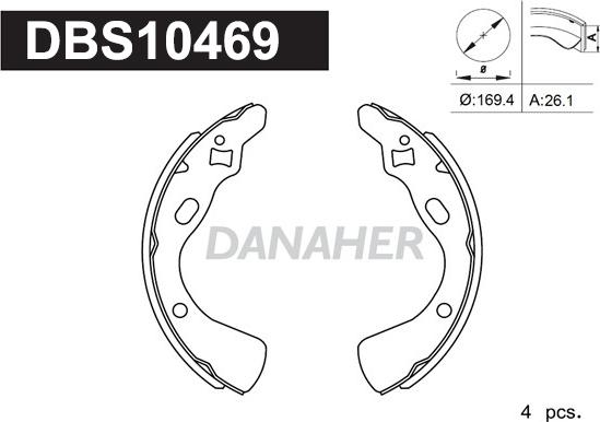 Danaher DBS10469 - Комплект тормозных колодок, барабанные autosila-amz.com