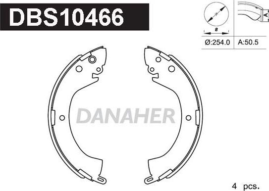 Danaher DBS10466 - Комплект тормозных колодок, барабанные autosila-amz.com