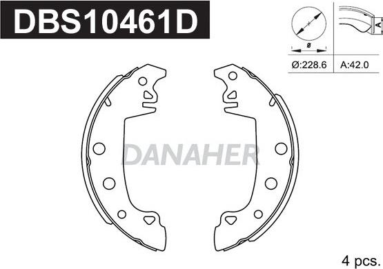 Danaher DBS10461D - Комплект тормозных колодок, барабанные autosila-amz.com