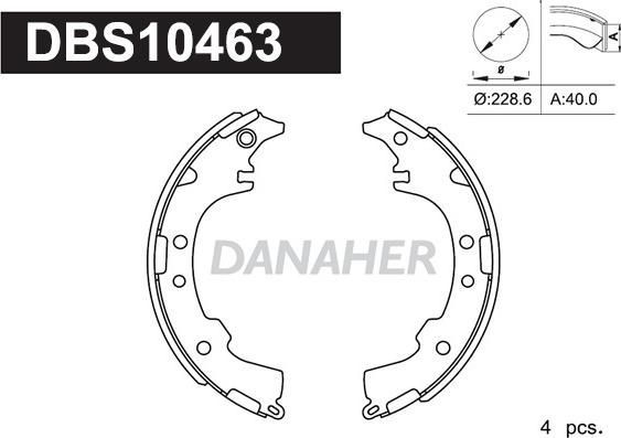 Danaher DBS10463 - Комплект тормозных колодок, барабанные autosila-amz.com