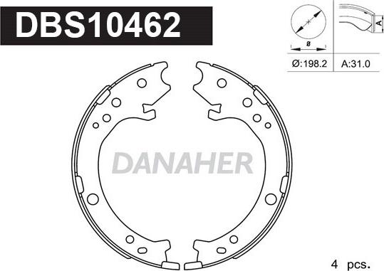 Danaher DBS10462 - Комплект тормозов, ручник, парковка autosila-amz.com