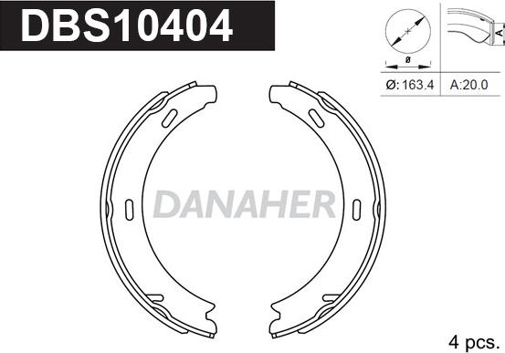 Danaher DBS10404 - Комплект тормозов, ручник, парковка autosila-amz.com