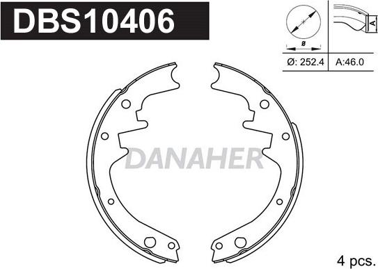 Danaher DBS10406 - Комплект тормозных колодок, барабанные autosila-amz.com